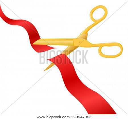 Vector illustration of a ribbon cut through