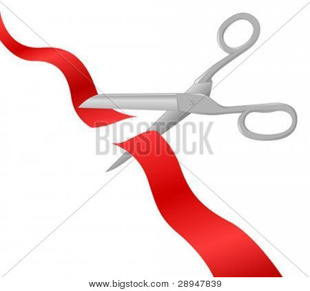 Vector illustration of a ribbon cut through (grey)