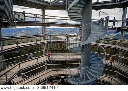 Treetop Walkway (stezka Korunami Stromu) In Sunny Day Lipno Nad Vltavou, South Bohemia, Czech Republ