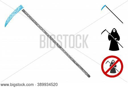 Mesh Scythe Polygonal Web Icon Vector Illustration. Model Is Created From Scythe Flat Icon. Triangul