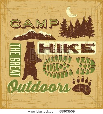 Hiking Camping Design Elements Collage