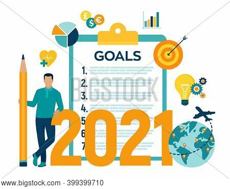 2021 New Year Goals Checklist. Future Goal And Plans. List For Upcoming New Year Making Yearly Plann