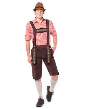 Mørke knælange Lederhosen kstume til mænd