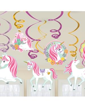 Kit of 12 hanging Princess Unicorn decorations - Pretty Unicorn