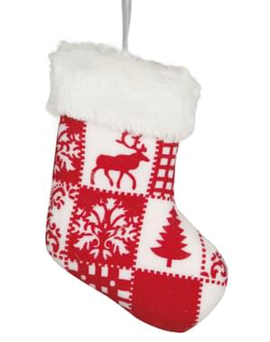 Red Print Christmas Stocking Tree Ornament