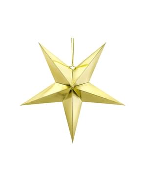 Hanging paper star in gold measuring 70 cm