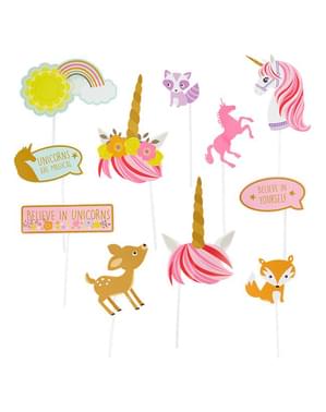 12 Princess Unicorn photo booth accessories - Pretty Unicorn