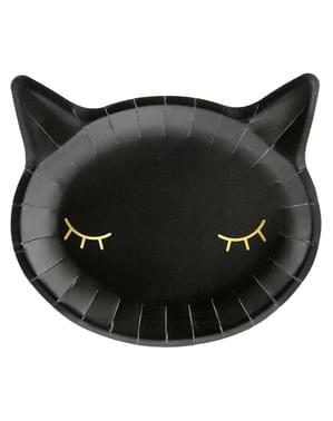 6 Katzen Pappteller schwarz (22 cm)