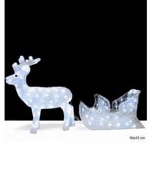 Christmas reindeer and sled with lighting