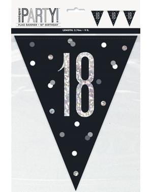 Svart “18” Vimpler - Black & Silver Glitz