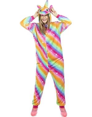 Костюм onesie за възрастни – шарен еднорог