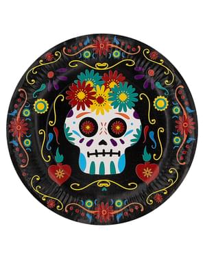 8 platos de Catrina Día de los muertos 23cm - Day of the Dead