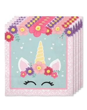 16 Unicorn Napkins (33x33cm) - Unicorn Flowers