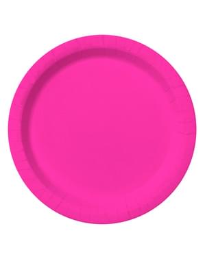 8 platos color fucsia (23cm) - Colores lisos