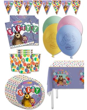 Premium Masha og Bjørn Birthday Decoration Kit til 8 personer