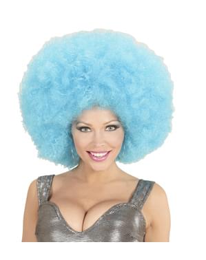 Perruque afro bleue géante adulte