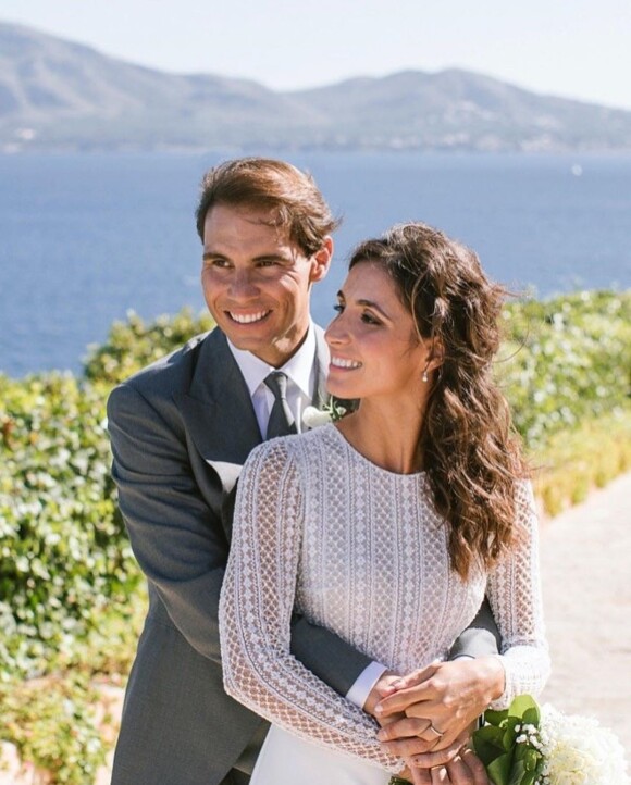 Rafael Nadal et son épouse Maria Francisca Perelló, le jour de leur mariage à Majorque, le 19 octobre 2019.