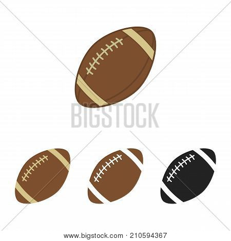 American football set. Ball for american football. Vector silhouettes of a rugby balls. Vector icons isolated on white background. Vector collection in flat style.