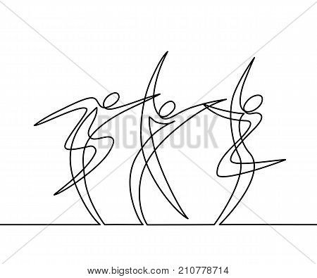 Continuous Line Drawing Of Abstract Dancers