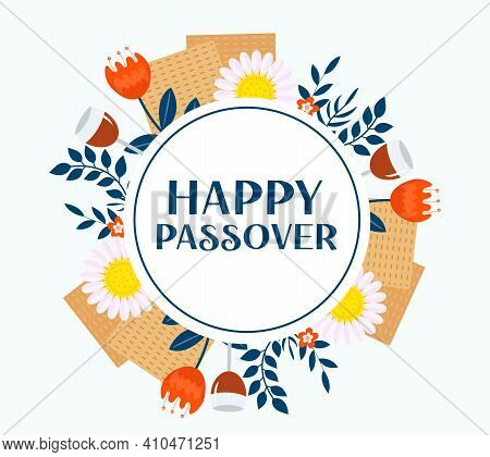 Passover Greeting Card, Poster, Invitation, Flyer. Pesach Template For Your Design With Matzah And S