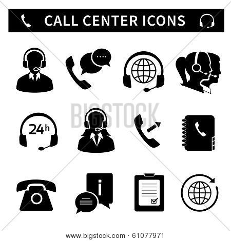 Call center service icons set