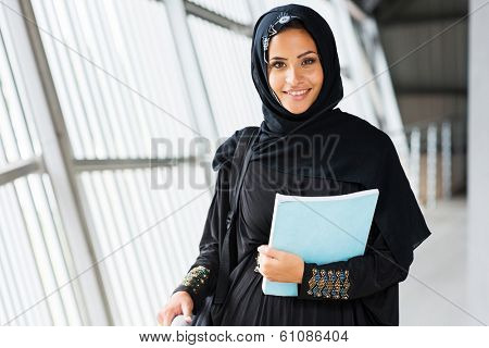 attractive modern islamic college girl on campus