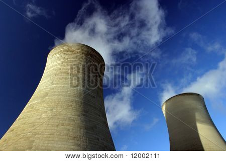 Two Cooling Towers at a coal-fired power station