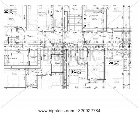 Detailed Architectural Floor Plan, Apartment Layout, Blueprint. Vector Illustration