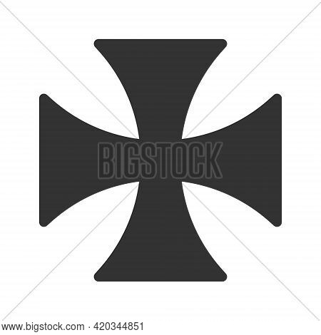 Maltese Cross Vector Shape Symbol. Christianity Sign. Grunge Texture. Christian Religion Icon. Catho