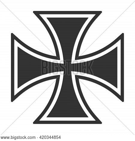 Maltese Cross Vector Shape Symbol. Christianity Sign. Grunge Texture. Christian Religion Icon. Catho