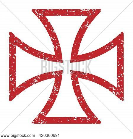 Maltese Cross Vector Shape Symbol. Christianity Sign. Grunge Texture. Christian Religion Icon. Catho