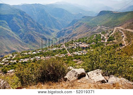 Panorama Of Village Halidzor In Armenia