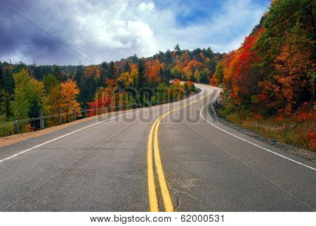 Fall scenic highway in northern Ontario, Canada