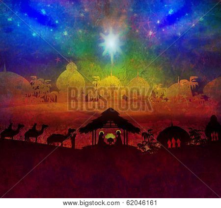 Biblical Scene - Birth Of Jesus In Bethlehem.