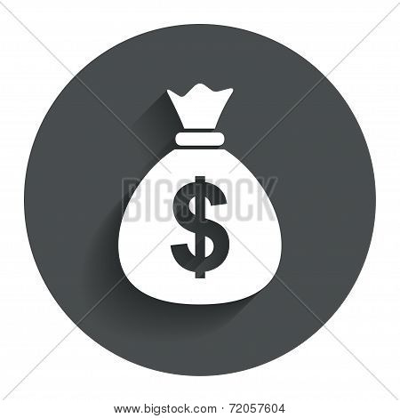 Money bag sign icon. Dollar USD currency.