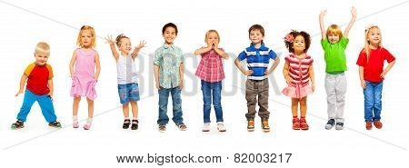 Combination of little kids standing isolated