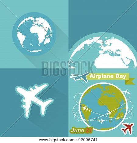 Around the world travelling by airplane.