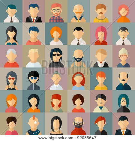 Flat people character avatar icons