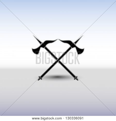 Crossed battle axes icon. Vector battle axe. Battle axe icon with background and shadow. Cross battle axes for game design clip art.