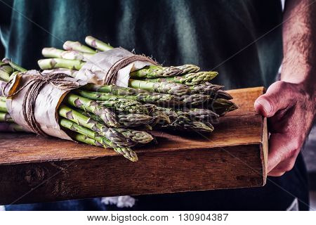 Asparagus. Raw asparagus. Fresh Asparagus.Green Asparagus. Tied asparagus in other positions.