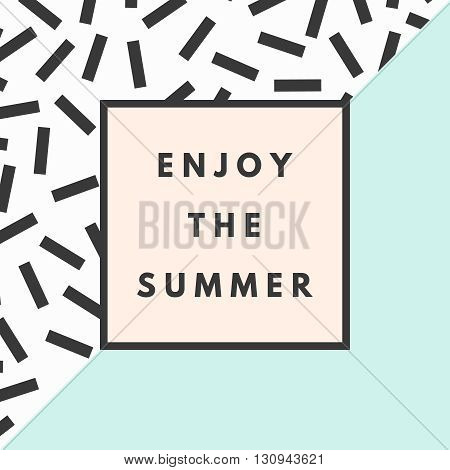 Summer hipster boho chic background with memphis geometric texture. Minimal printable journaling card, creative card, art print, minimal label design for banner, poster, flyer.