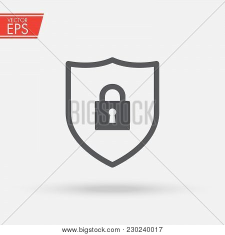 Shield Security With Lock Symbol. Protection, Safety, Password Security Vector Icon Illustration. Fi