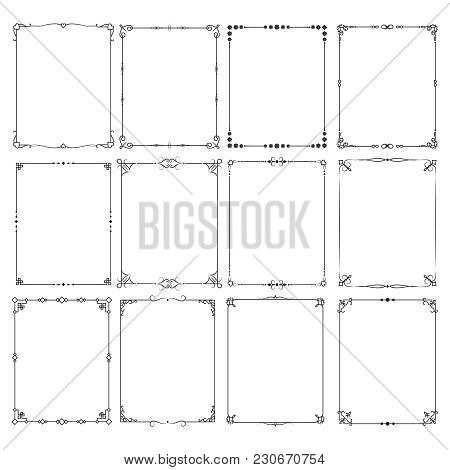 Retro Classic Elegant Frame Borders Vector Set For Certificate And Invitation Design. Frame Border F