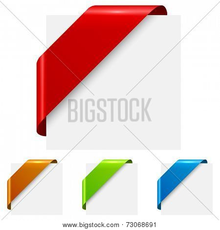 Abstract color corner ribbon tags isolated on white background.