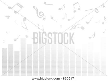 Abstract illustration with volume bars and music notes