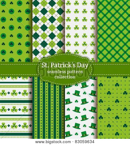 Happy St. Patrick's Day! Set Of Vector Seamless Patterns.