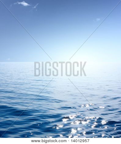 Blue sea and sky with sunlight