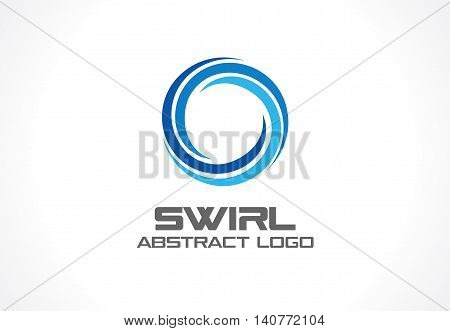 Abstract logo for business company. Corporate identity design element. Eco, nature, whirlpool, spa, aqua swirl Logotype idea. Water spiral, blue circle three segment mix concept. Colorful Vector icon