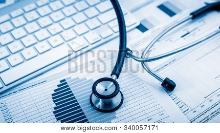 Health Concept - Doctor, Hospital With Health Related Graphic. Healthcare People, Medical Treatment,