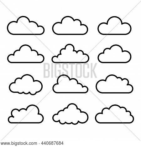 Cloud Shape Icon, Simple Outline Cloud Design Collection For Apps And Web. Cloud Set. Cloud Icon. Cl